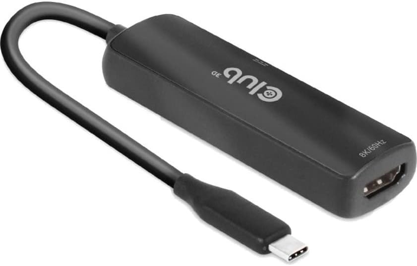 Club 3D USB Gen2 Type-C за HDMI 8K60Hz или 4K120Hz HDR10+ с DSC1.2 с активна адаптер на захранване 3.0 M/F CAC-1588