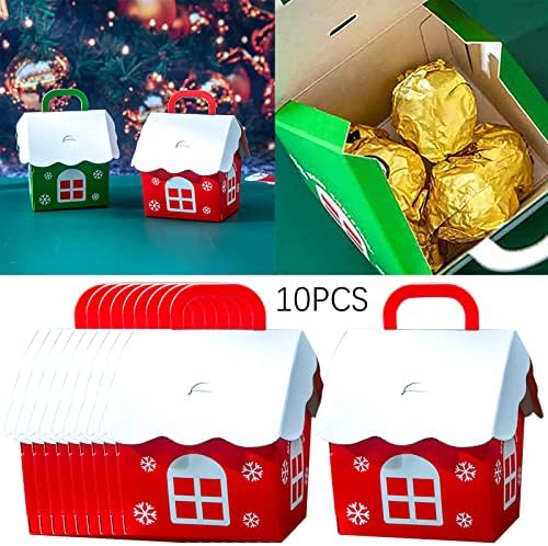 qingbizhin 10 БР. Коледна Украса в Навечерието на Коледа, Коледна Кутия шоколадови Бонбони, Опаковъчна Кутия, подарък кутия,