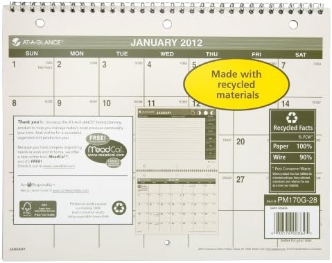 Настолен / Стенен календар от рециклирани материали, Мед Wall, зелен, 2012 (PM170G-28)