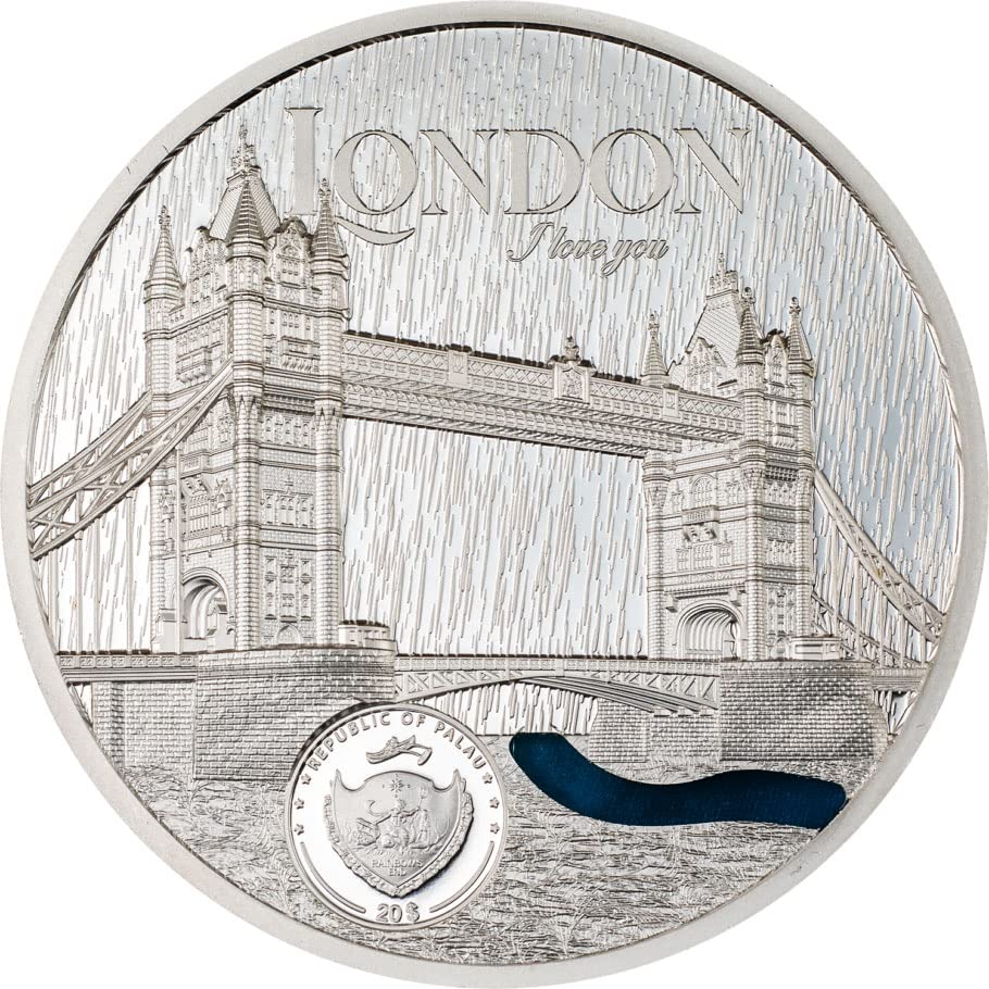 2023 DE Тифани Art PowerCoin Лондон Метрополис 3 Грама Сребърна монета от 20 $ Palau 2023 Proof
