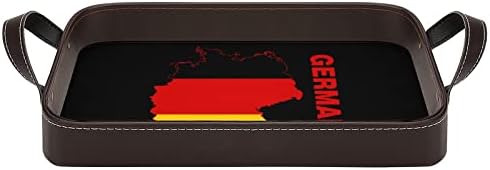Флаг Карта на Германия Сервировочный Тава за от Изкуствена Кожа Елегантен Декор на Масата Органайзер за Парфюми с Дръжки