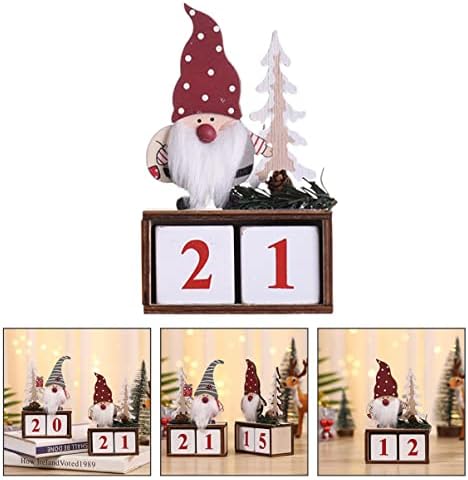 jojofuny 1 комплект Вечен Настолен Домашен Календар Gnome Party Christmasn Аксесоари Блокове за Обратно отброяване Адвент Коледен Празник на Дядо Декор на Червени Ретро Дървена