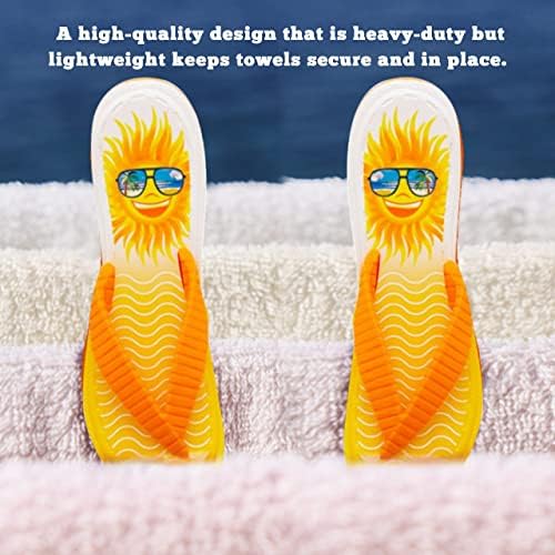 Скоби за плажни хавлии PERFORMORE Flip Flop (Жълто Слънце), Комплект от 2-те, Преносими Скоби за топъл кърпи,