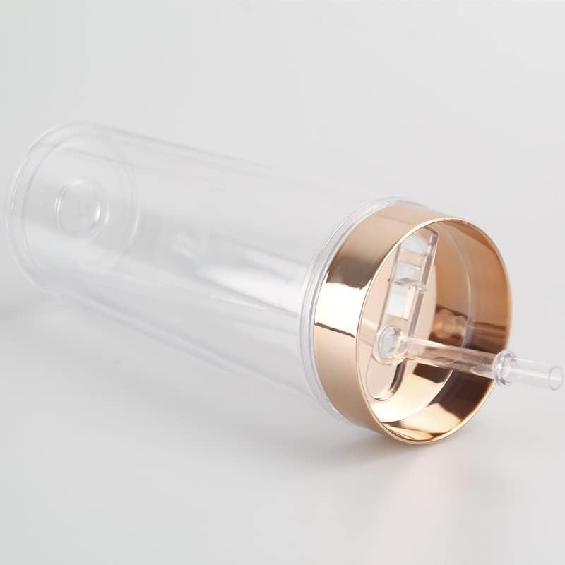 Прозрачни Акрилни чаши Luxs Creations с соломинкой, капак и почистване на слама - Комплект от 6 и 16 грама - за Многократна