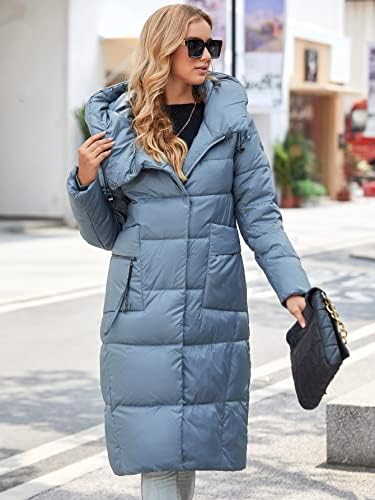 TracywoLL/ Дамски зимни палта, Модерно Ежедневното Пуховое палто с два джоба, качулка на съвсем малък, с колан,