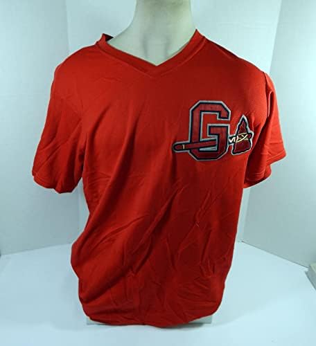 2008 Gwinnett Брейвз 10 Използван в играта Червена риза XL DP44012 - Използваните В играта тениски MLB