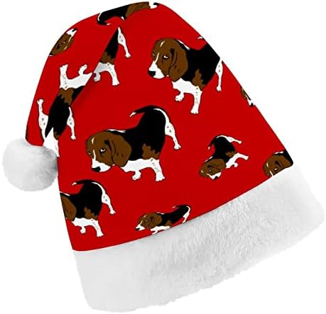 Коледна Шапка на Дядо Коледа Кученце Бигля, Червена Коледна Шапка, Празнични Сувенири, Коледни Празнични Аксесоари за Партита