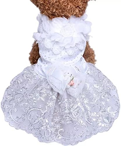 Сватбена рокля на принцеса за домашни любимци IULJH, елегантно облечен пола за малки кученца, рокля с голяма дължина