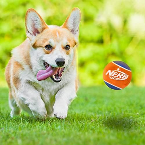 Гумена топка за тенис на Nerf за кучета, играчки за кучета с интерактивна пищалкой, Лек, издръжлив и водоустойчив, 2 инча,