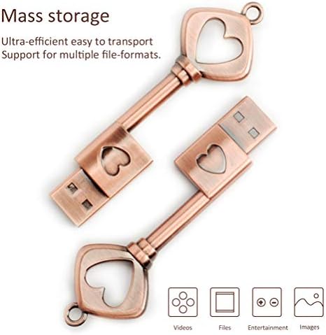32 GB USB 2.0 Флаш Памет, BorlterClamp Memory Stick Ретро Метален Ключ във Формата На Сърце Любов Флаш Памет