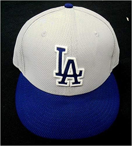 55 '14 Използвана в играта Los Angeles Dodgers Бейзболна шапка / Размера бейзболни Шапки, издадена отбор? В играта