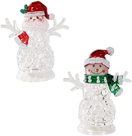 PRETYZOOM 4шт Коледни Електронни LED Коледни Подаръци, Коледна Светлинна Украса на Коледни Настолни Лампи Светлини Заледен Снежен човек