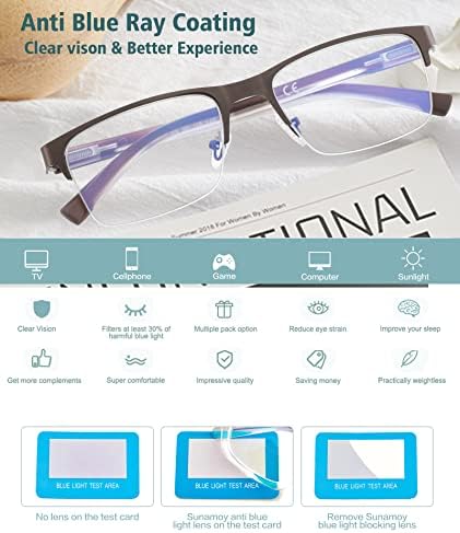 SUNAMOY Многофокусные Очила За Четене Мъжки Бифокални Без Линии Прогресивно Мультифокальные Очила За четене Синя