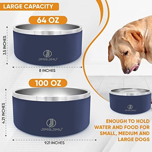 Купички за кучета Джими & Jimu от неръждаема стомана – Голяма купа за кучета в 100 грама вода и храна – Купа за