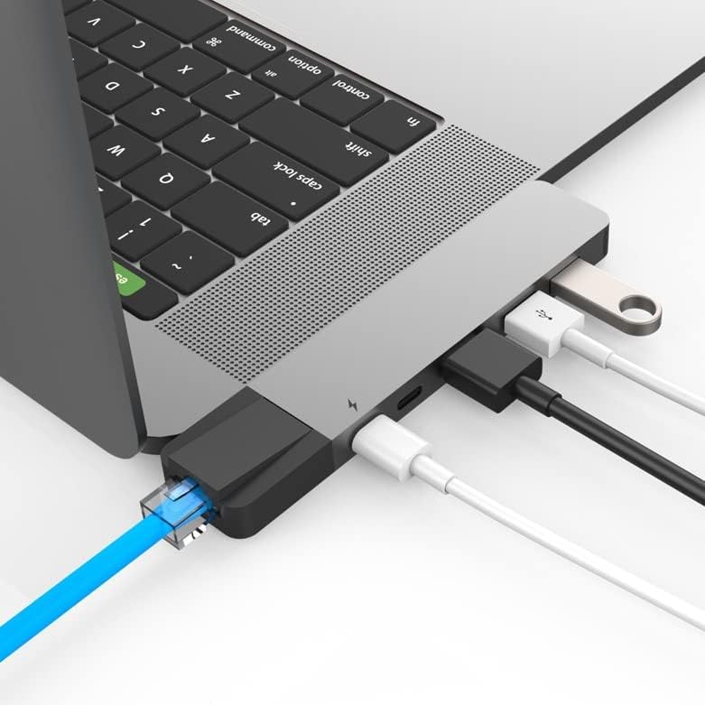 Адаптер hub HyperDrive за Mac USB C, Многопортовый hub Sanho USB Type C за MacBook Pro 2019 2020 2018-, ключ MacBook Air 8 в 2 от USB-C 100 W PD, 4K, HDMI, miniDP, четец за карти microSD / SD карта, 2xUSB A