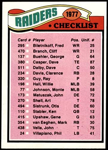 1977 списък на екипа Topps 220 Raiders Oakland Raiders (Футболна карта) EX похитителите