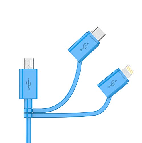 Сертифициран от Apple ПФИ кабел 3 в 1, Светкавица / Type C / Micro USB Кабел за iPhone, iPad, Huawei, HTC, LG,