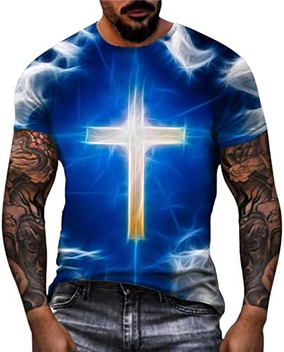 Мъжки ризи с къс ръкав в ежедневното уличном стил, върхове с 3D графичен цифрово принтом, приталенная блуза с кръгло