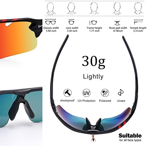 Поляризирани Спортни Слънчеви Очила за Колоездене Слънчеви Очила за Мъже и Жени с 5 Сменяеми Лещи за Джогинг Бейзбол