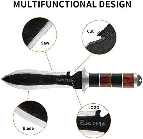 Универсален нож на улицата Cielcera в обвивка от дебела кожа, 12-инчов Нож с фиксирано острие и градационной маркировка