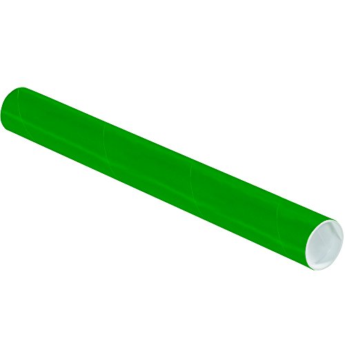 СКОРОСТНА САЩ Зелени пощенски тубусы с капаци, 2 инча x 18 инча, опаковка по 50 броя за доставка, съхранение, разпространение