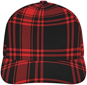 Bagea-Ка Коледа червен черен шотландка чек шотландски модел бейзболна шапка унисекс регулируема татко шапка за мъже жени