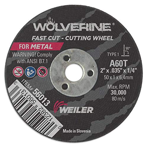 Отрезной кръг на Weiler 56128 2 x 0,035 Wolverine Type 1, A60T, 3/8 A. H. (опаковка по 100 броя)
