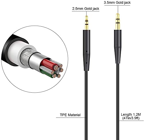 Разменени на Кабел за слушалки QC35 аудио кабел е Съвместим със слушалки Bose QuietComfort 35 QC35 QC35 II QC45 QC25 OE2 OE2i NC700 Soundlink Soundtrue