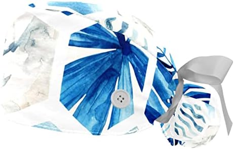 Дамски Работни шапки Kigauru, 2 опаковки, с каишка за пот, Абстрактна Синя Шапка с Начесом във формата на