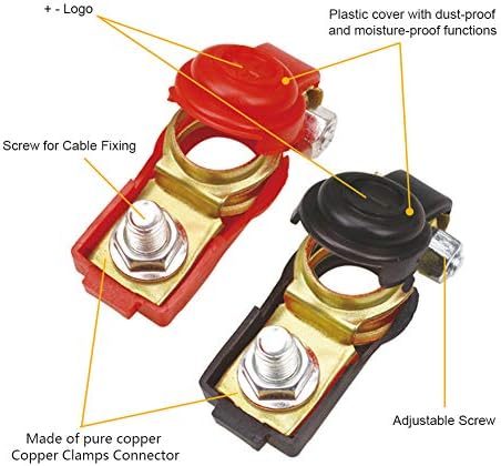 TKDMR 2 двойки Скоби за клемм кабел акумулаторна батерия-Конектори - Клемма на батерията с пластмасов капак, добър контакт, устойчивост на корозия, се използва в кола, ?