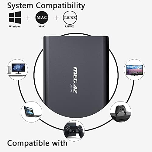 Преносим външен твърд диск MEGAZ DIGITAL 320 GB HDD, USB 3.0, съвместим с PC, Mac, преносим компютър Chromebook,