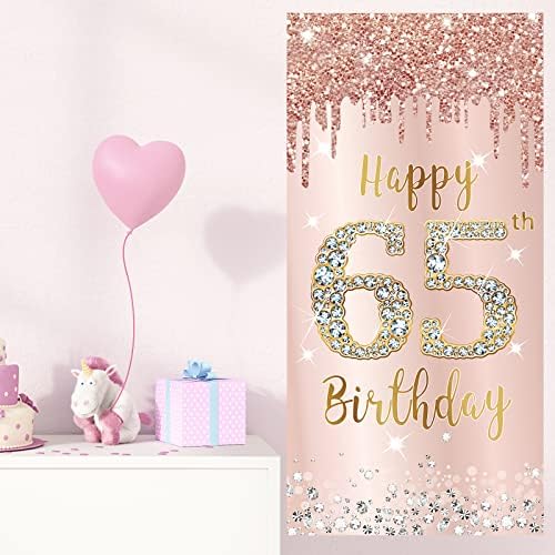 украса на 65-ия Рожден Ден, на Вратата на Банер за Жени, Розов Фон от розово Злато С 65-Годишния Рожден Ден, Аксесоари