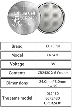 EUKEPUI 6 Count-Батерия CR2430, Литиева батерия DL2430 3V