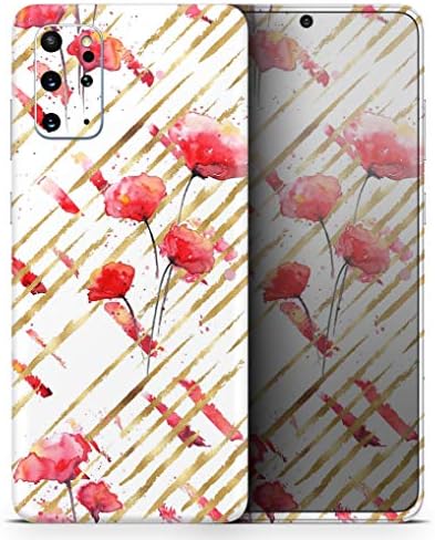 Дизайн Skinz Karamfila Watercolo Poppies V10 Защитно Vinyl стикер с обвивка от кожа, която е съвместима с Samsung