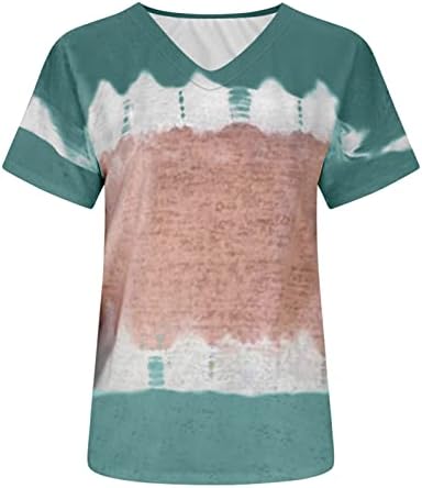 Лятна Есенна Тениска За Момичета 2023, Памучен Тениска с Къс Ръкав и Дълбоко V-Образно Деколте, Графична Блуза на Райета,