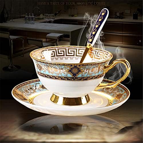 SXNBH Европейски Стил, Чашата за Кафе от Костен Порцелан със Златна рисувани Набор от Блюдец, Британска Висококачествена Керамична Чаена Чаша С Цветя, Следобеден Чай,