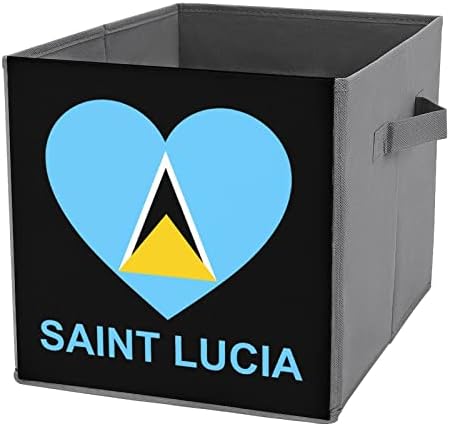 Love Saint Lucia Сгъваема Кутия За Съхранение на Кубчета От Плат 11-Инчови Сгъваеми Кутии За Съхранение с Дръжки