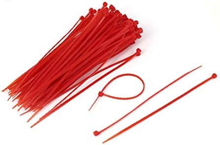 X-DREE 100 Бр Найлонов кабел, Кабел за Жично, на основата на ципове, Колани Червен цвят, с Дължина 150 мм (100 пьез кабел,