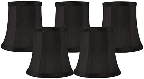 Meriville Комплект от 5 Черни Абажуров от изкуствена коприна на клипсах за полилея, 3.5 инча за 5 инча на 4,75 инча