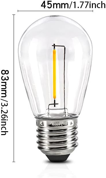 K JINGKELAI 30 Опаковки Сменяеми led лампи с Мощност 1 W S14, 2700K Топло Бяла Водоустойчива Улични Струнни инструменти осветителни Тела, Реколта Led лампа с нажежаема жичка, Проз