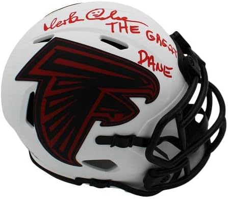 Mortain Андерсен Подписа мини-каска Atlanta Falcon Speed Lunar NFL с Надпис Немски дог - Мини-каски NFL с автограф
