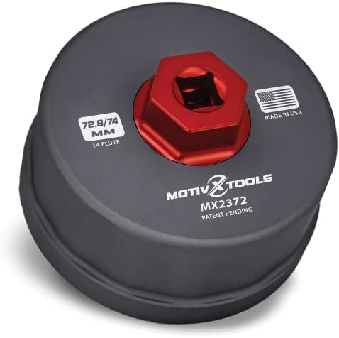 Motivx Tools MX2372-US 72,8 мм/74 мм Точност ключ за маслен филтър с 14 канали, изработени на CNC - Съвместим с филтри, Toyota,