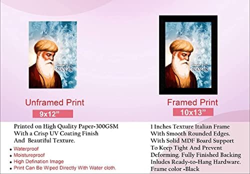 BBRATS Guru Nanak Многоэффектная UV-Текстурирани Домашна Декоративна Подарък Картина В Рамката на 10 Инча X 13 Инча