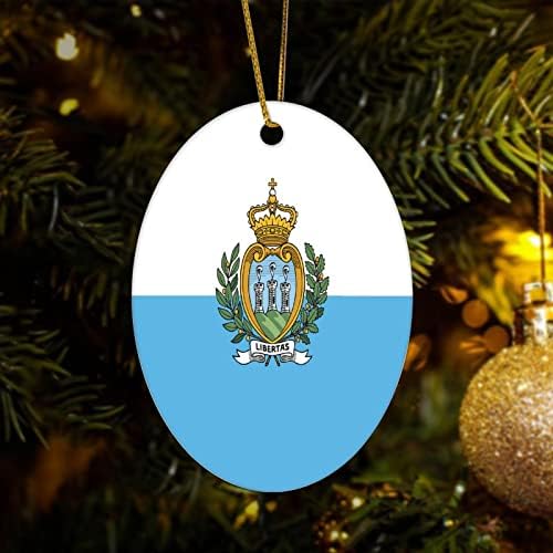 Ретро Украса на Коледна Елха Керамични Украшение Сан-Марино, Украшение на Националния Флаг, съвременен 3-Инчов
