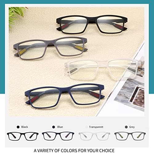 IVNUOYI 4 Опаковки Очила за четене, Блокиране на Синя Светлина, Ридеры за мъже, Леки Компютърни Очила с Пружинным тръба на шарнирна връзка