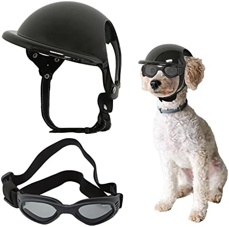 Каска за домашни кучета и на защитни очила за кучета малки и Средни Кучета, които Играят на открито, с Регулируема Каишка, Ветрозащитная, Защищающая от Сняг Защита н