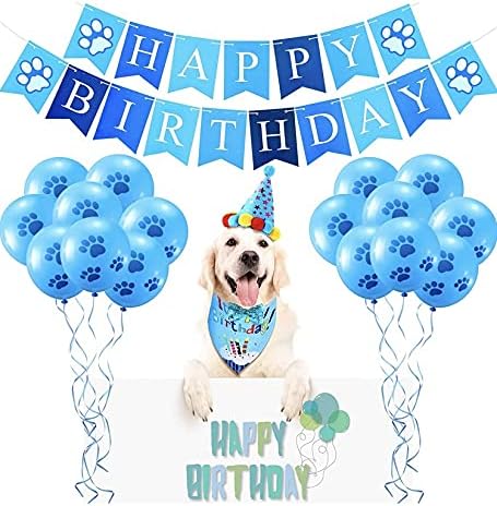 Комплект Кърпи за Рожден Ден за куче KUTKUT |Капачка за Рожден Ден за Куче, Шал-Кърпа за Рожден Ден за Куче |