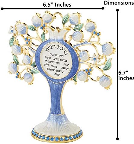 Маташи Иврит Иудаика Украса за Дома Благословии във формата на дърво с Кристали (Пютър) Еврейски Начало Декор за Кухнята,