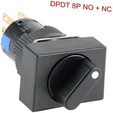 X-DREE AC 250V 5A DPDT 8P NO + NC 1/0/2 3-позиционен ротационен ключ с правоъгълна глава (AC 220V 5A DPDT 8P NO + NC 1/0/2