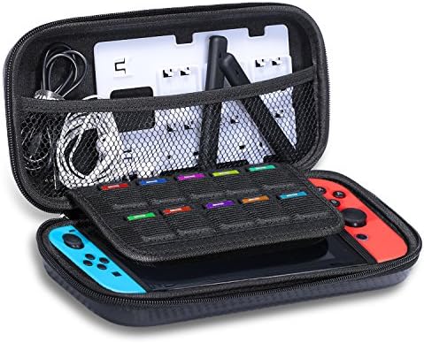 Калъф KINGTOP за Nintendo Switch Пътна Защитна Чанта за съхранение с Притежателя на 10 игри за Nintendo Switch (черен)